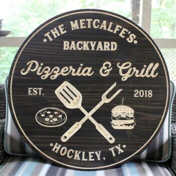 Pizzeria And Grill Sign Bar Signs Personalized Sign Wood Signs Custom Grill Sign Pizza Sign Mother's Day Gift Personalized Gift Wood Sign 1- Wood Sign