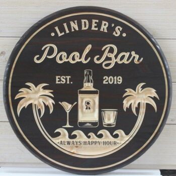 Pool Bar Beach Bar Sign Personalized Bar Sign Wood Signs Palm Tree Sign Pool Decor Bar Signs Tiki Bar Sign Gift Wood Sign 1- Wood Sign