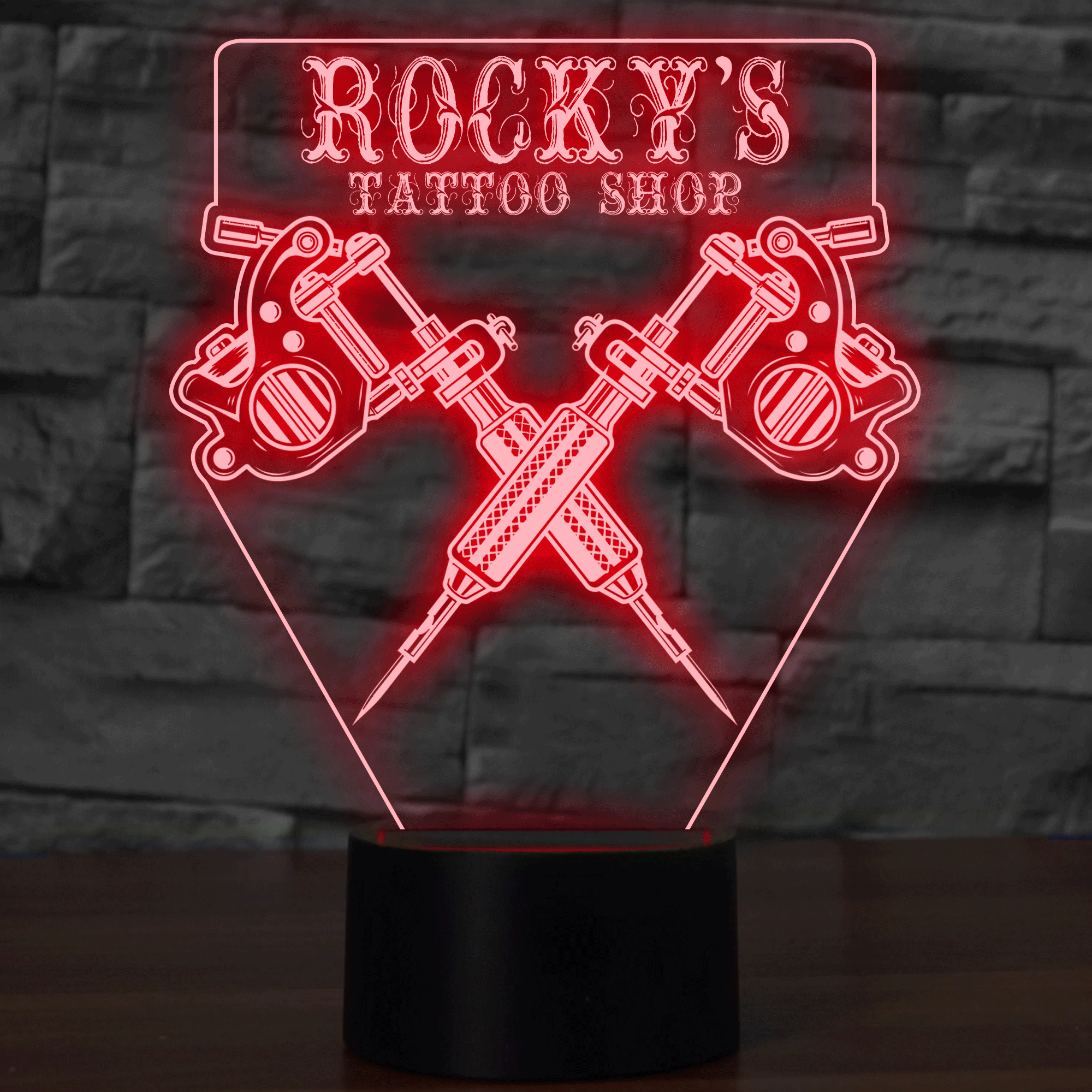 Personalized Name Tattoo Shop LED Night Light Lamp with Tattoo Artist Gift