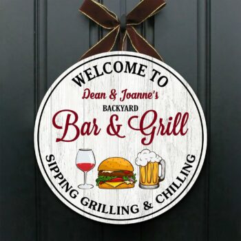 Backyard Bar and Grill Custom Metal Sign, Gifts for Father’s Day, Custom Backyard Bar Wood Sign