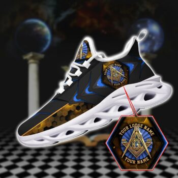 Blue Freemasonry Custom Lodge Clunky Sneakers, Custom Sneakers