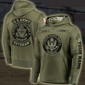 US ARMY VETERAN Military Hoodie Rank, Veteran Hoodie Gifts All Over Printed