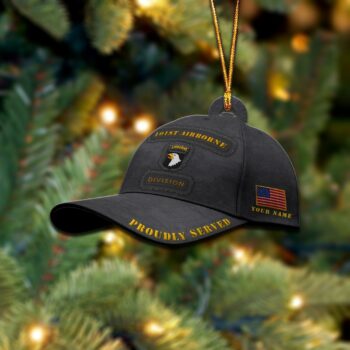 101st Airborne Division Military Cap Wood Ornament, Custom Ornament All Over Printed