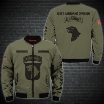 101st Airborne Division Military Bomber Jacket Men Ranks, Custom Veteran Bomber Jacket Veteran Gifts 3D Design All Over Printed
