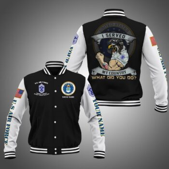 US Air Force US Military Jacket, Military Veteran Skull Baseball Jacket, Custom Name and Rank