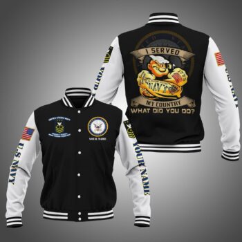 US Navy US Military Jacket, Military Veteran Skull Baseball Jacket, Custom Name and Rank