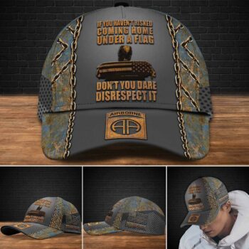 82nd Airborne Coming Home Under A Flag Custom Cap