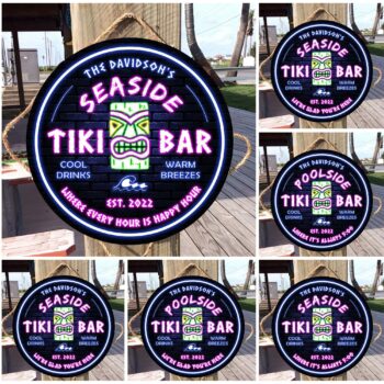Tiki Seaside Tiki Bar Wooden Sign, Tiki Bar Sign, Tiki Bar Decor, Decor For Bars, Tropical Bar Decor, Decor For Beach, Bar Signs, Cute Tiki Bar, Custom Woodsign