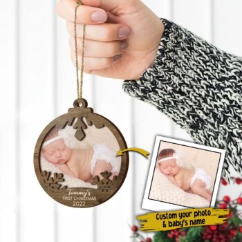 Baby's First Christmas 2 Layered Wooden Ornament Custom Ornament, First Christmas Ornament, Christmas Gifts