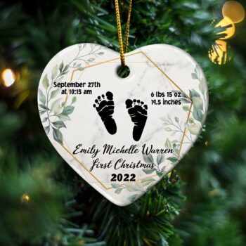 Baby's First Christmas Ceramic Ornament With Feet Custom Ornament, Christmas Gifts For Baby