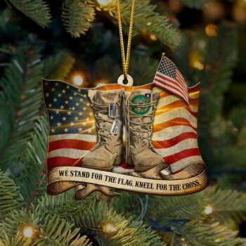 Christmas US Coast Guard Wood Ornament Personalized Name, Year And Rank, We Stand For The Flag Kneel For The Cross, Christmas Gifts, Christmas Decorations