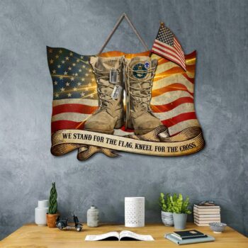 US AIR FORCE Shape Wooden Sign Custom Sign, We Stand For The Flag Kneel For The Cross Sign, Patriotic Sign, Home Hanging Decor