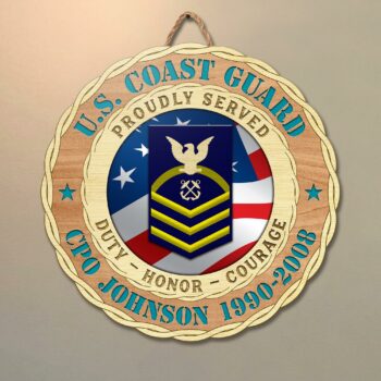 US Coast Guard Shape Wooden Sign Personalized Your Name, Rank And Year, US Military Sign, Patriotic Sign, Home Hanging Decor