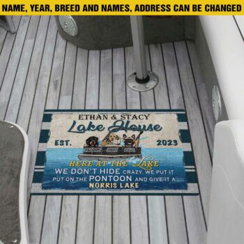 Lake House Doormat Custom Your Name, Year, Dog Breeds, Dog Name And Address, Lake Decorations