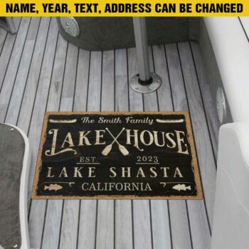 Lake House Doormat Custom Name, Year , Text And Address , Lake Doormat, Lake Decorations