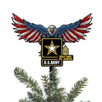 US ARMY Tree Topper Custom Year, Name And Rank, US Military Gifts, Christmas Tree Decorations