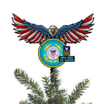 Coast Guard Tree Topper Custom Year, Name And Rank, US Military Gifts, Christmas Tree Decorations