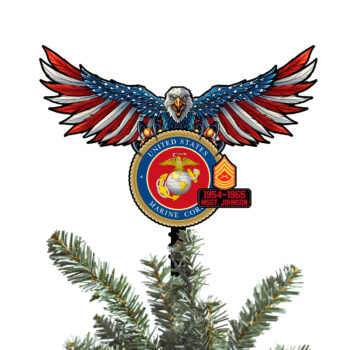 US MARINE CORPS Tree Topper Custom Year, Name And Rank, US Military Gifts, Christmas Tree Decorations