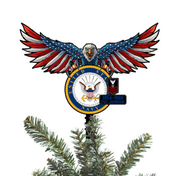 US NAVY Tree Topper Custom Year, Name And Rank, US Military Gifts, Christmas Tree Decorations