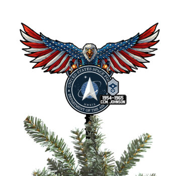 US SPACE FORCE Tree Topper Custom Year, Name And Rank, US Military Gifts, Christmas Tree Decorations