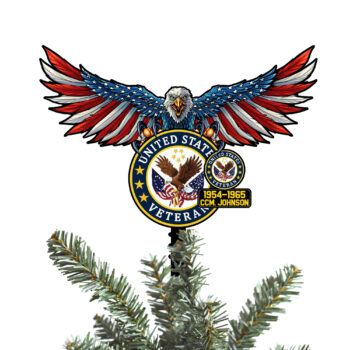 US Veteran Tree Topper Custom Year And Name, US Military Gifts, Christmas Tree Decorations