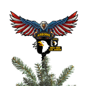 101st Airborne Division Tree Topper Custom Year And Name, US Military Gifts, Christmas Tree Decorations